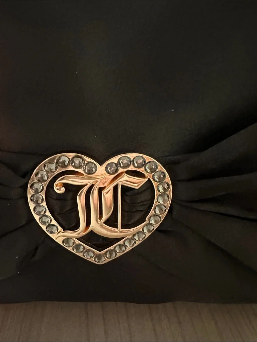 Juicy Couture Black Heart Logo Bow Cosmetic Pouch